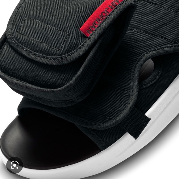 Jordan LS Men's Slide Sandals Black-University Red-White CZ0791-006 - Picture 3 of 5